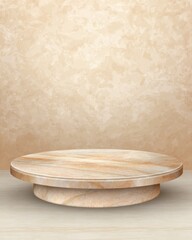 Aufkleber - Beige Marble Round Tabletop Display Product Presentation Background Mockup Studio Shot Neutral Tones