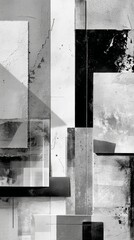 Poster - Abstract Geometric Composition of Dark Gray and White Blocks, Modern Minimalist Design, Architectural Background, Clean Lines, Professional Stock Photo