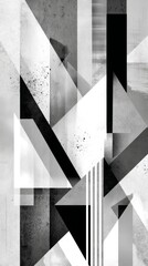 Poster - Abstract Geometric Composition: Interlocking Triangles and Rectangles in Modern Design, Minimalist Art, Creative Concept.