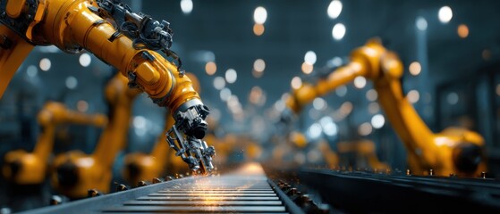 Aufkleber - Robotic Arms Welding Assembly Line in Factory Industrial Automation Close Up Production Process