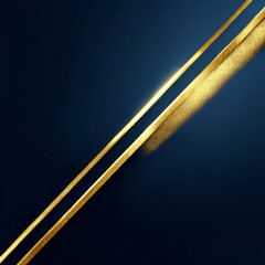 Leinwandbilder - Elegant Dark Blue Background with Golden Lines and Glitter Accents for Design Projects