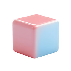 Aufkleber - Single,  brightly colored,  geometric cube with a pastel pink and light blue gradient.  It displays a smooth, glossy finish.