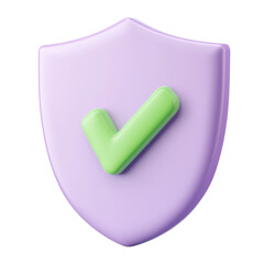 Poster - 3D Rendered Pastel Shield with Green Checkmark for Security Solutions