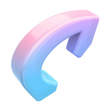 Vibrant, 3D rendered arrow design featuring a gradient color scheme, showcasing a pastel palette of pink and blue.