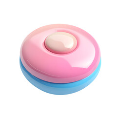 Aufkleber - Vibrant, glossy, three-dimensional render of a round button, with pink and blue colors, in a pastel color palette.  The image features a smooth, graphic design.