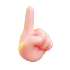 Aufkleber - Digitally rendered, light pink cartoon hand with a single finger pointing upward, presented on a soft, light-pink surface. The hand's design is simple and cartoonish.