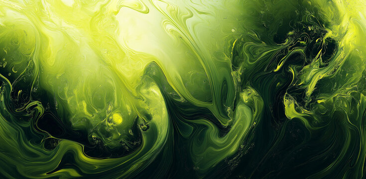 Vibrant Lime Green Background with Swirling Liquid Paint Patterns – Energetic and Bright Design for Creative Projects, Advertising, and Artistic Visuals