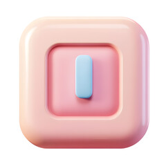 Aufkleber - Digitally rendered, square, pink button design with a light blue rectangular element in the center.  The style is smooth and modern, with a soft pastel color palette.