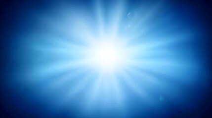 Wall Mural - Abstract Radiant Blue Light Bursting From The Center With Bright Flare Effect Against Blue Background