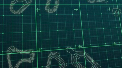 Aufkleber - Digital mapping interface showing neon green grid with nodes and contour loops over teal backdrop
