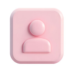 Aufkleber - Light pink, 3D, square icon representing a user profile in digital space.