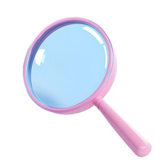 Poster - Stylized, 3D rendering of a magnifying glass against a backdrop of vibrant, colorful squares.