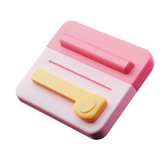 Poster - Digitally rendered,  vibrant pink and yellow object,  likely a design element or a product.