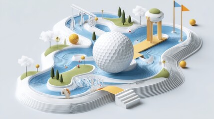 Poster - Whimsical miniature golf course design.