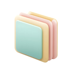 Poster - Stylized graphic design of stacked, colorful rectangular shapes in pastel tones, showcasing a layered, modern aesthetic.