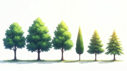Poster - various types of trees with a serene appearance and fresh verdant foliage