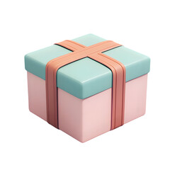Fototapete - Digitally rendered, pastel-colored gift box, presented in a decorative style, with a light pink and teal color scheme.