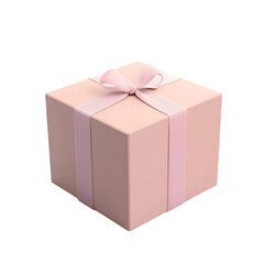 Poster - Three-dimensional rendering of a light pink gift box with a matching ribbon. The box is presented against a plain background.