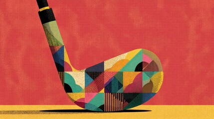 Poster - Colorful abstract design of a golf club head.