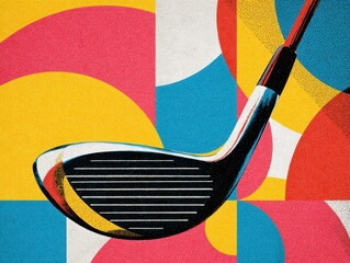 Poster - Colorful geometric design background with golf club.
