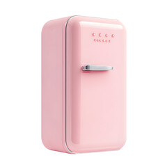 Poster - Pink, vintage-style refrigerator, ideal for a retro kitchen or home decor.