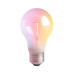 Poster - Digitally rendered, colorful light bulb, featuring a gradient of pinkish, orange, and yellow tones,  and showcasing realistic details.