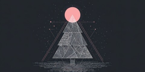 Poster - Abstract geometric design of a stylized christmas tree.