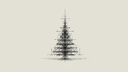 Poster - Abstract christmas tree design with intricate lines.