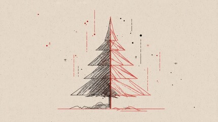 Poster - Simple, artistic depiction of a divided Christmas tree.