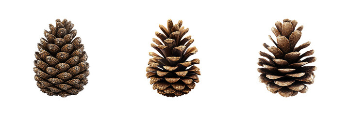 Wall Mural - pine cones set. nature and botanical study collection isolated on transparent background
