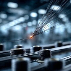 Poster - Automated Wire Spooling: High-Tech Precision and Efficiency in a Modern Factory Setting