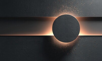 Poster - Illuminated circular artwork modern gallery digital art minimalist environment close-up view abstract concept