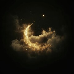 Wall Mural - crescent moon atmosphere ethereal glowing.