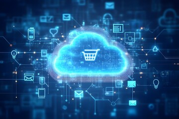 Poster - Cloud computing e-commerce online shopping digital transformation and modern business technology