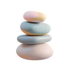 Aufkleber - Digitally rendered image of several smooth, pastel-colored stones stacked in a balanced, decorative arrangement.