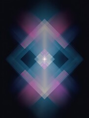 Poster - Abstract geometric design featuring vibrant colors and light patterns, ideal for backgrounds, digital art, and creative projects, with layered effects