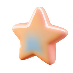Aufkleber - Three-dimensional, glossy star graphic in a pastel peach and light blue color scheme.  It is part of a larger, abstract composition.