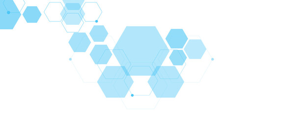 Wall Mural - vector modern blue hexagons futuristic science technology