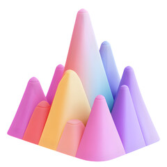 Aufkleber - Abstract graphic design featuring a collection of multicolored, cone-shaped forms arranged in a visually appealing way.