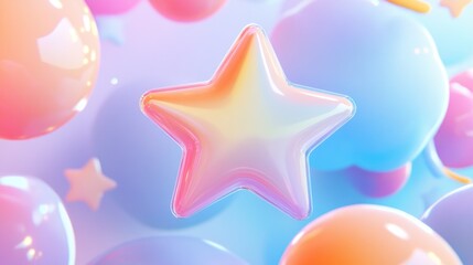 Wall Mural - Pastel 3D star graphic
