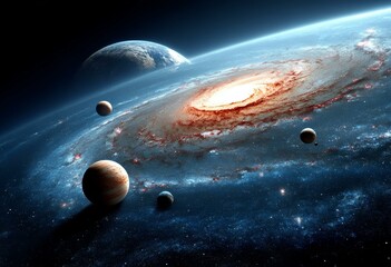 Wall Mural - cosmic galaxy nebula and planets in space