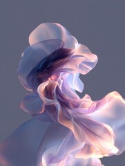 Poster - Ethereal Flowing Fabric in Soft Pastel Hues, Abstract Design with Fluid Motion, Dreamy and Light Aesthetic, Perfect for Modern Art and Design Inspiration