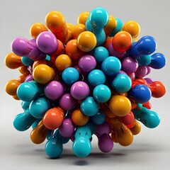 Poster - 3D render or illustration of colorful abstract shapes interconnected, representing unity and teamwork.