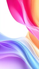 Poster - Swirling Waves of Colorful Waves in Pink, Purple, and Orange Shades Against a Soft White Background for Vibrant Design and Art Projects