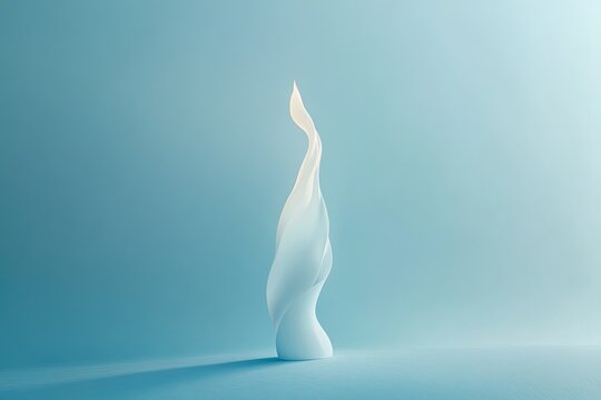 Abstract flame-like form against a pastel backdrop