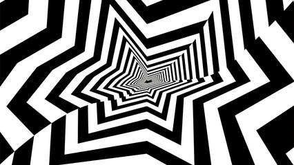 Fototapete - Abstract Black and White Starburst Tunnel Optical Illusion Background Design
