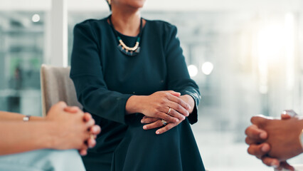 Aufkleber - Business people, hands and hr for compliance, complaint or discipline in office. Person, meeting or discussion for bad behavior for workplace, bullying or reprimand for performance review or feedback