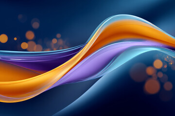 Fototapete - Abstract Liquid Wave Design Blue Purple Orange Flowing Gradient on Dark Background