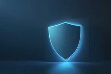 Poster - Creative graphic layout for secure advertising concept with glowing shield design