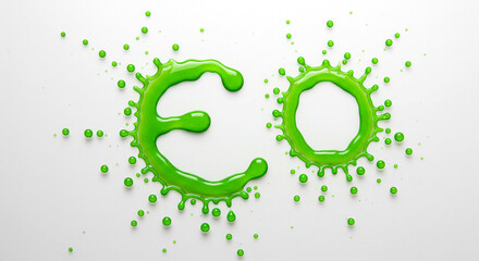 Poster - Green liquid splash forming the word ECO on a white background. Concept of ecology and environment.